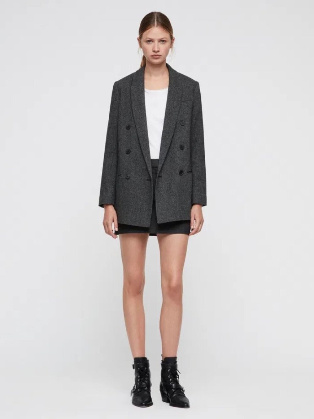 ALL SAINTS Astrid Herri Wool Blazer - Grey Sz 2